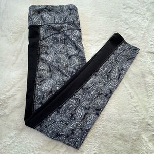 Lands’ End Black Paisley Leggings Womens Large Tall 14-16 Stretch Pull On